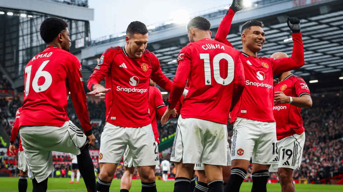 Man Utd 3-1 Aston Villa: Sesko celebrates after scoring